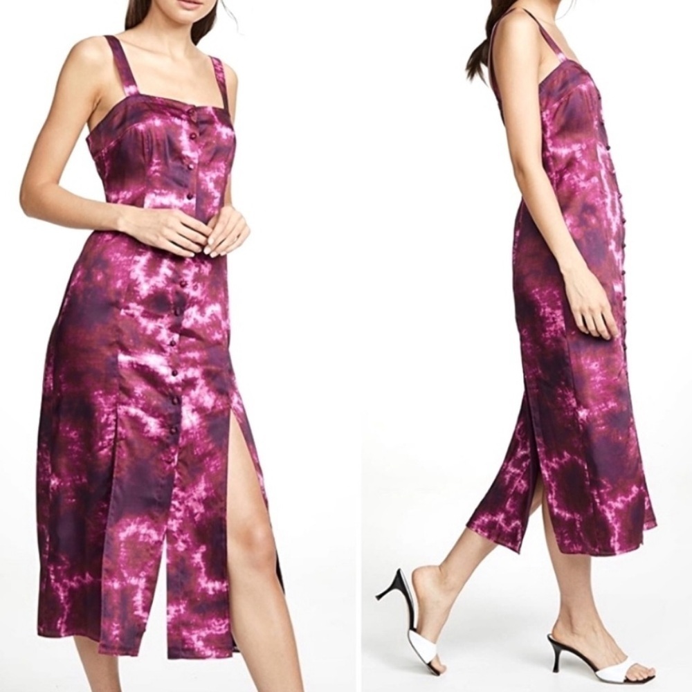 Cinq Sept Purple Tie-Dye Midi Dress Size 6